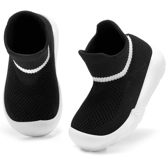 Toddler Sock Shoes Baby Walking Shoes Infant Slippers Boys & Girls Non-Slip Sneakers Black 6-9 Months