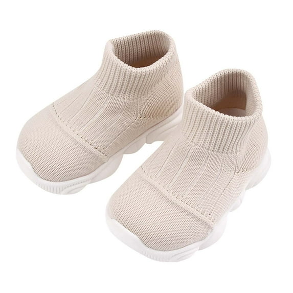 Toddler Sock Shoes - Infant Baby Non Slip Slippers - Kids Boys Girls Warm Knit Breathable Lightweight Sneakers Walking Shoes Beige 15