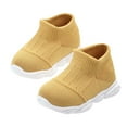 thumbnail image 1 of Toddler Sock Shoes - Infant Baby Non Slip Slippers - Kids Boys Girls Warm Knit Breathable Lightweight Sneakers Walking Shoes Yellow 15, 1 of 6