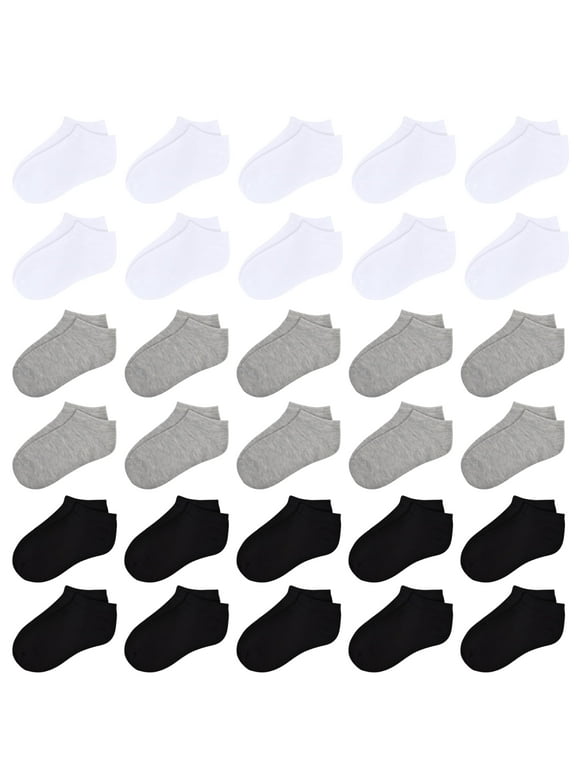 Toddler Socks 30 Pairs Kids Low Cut Socks for Boys Girls 1-14 Years Old No Show Ankle Socks Set