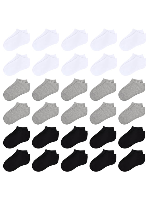 Toddler Socks 30 Pairs Kids Low Cut Socks for Boys Girls 1-14 Years Old No Show Ankle Socks Set