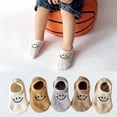 thumbnail image 1 of Toddler Socks 5 Pairs Low Cut Ankle Socks Smile Face Fishnet Cotton Socks for Baby Boys Girls Kids，2-15 Years, 1 of 8
