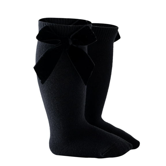 Toddler Socks,Baby Girls Solid Knee High Socks Stockings Mid Calf Length Princess Sock,Baby Socks,3-18 Months,Z06 Black