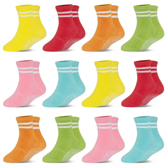 Toddler Socks Baby Socks with Grips Non-Slip Kids Socks For 6-12 Month 1-7 Years Boys/Girls
