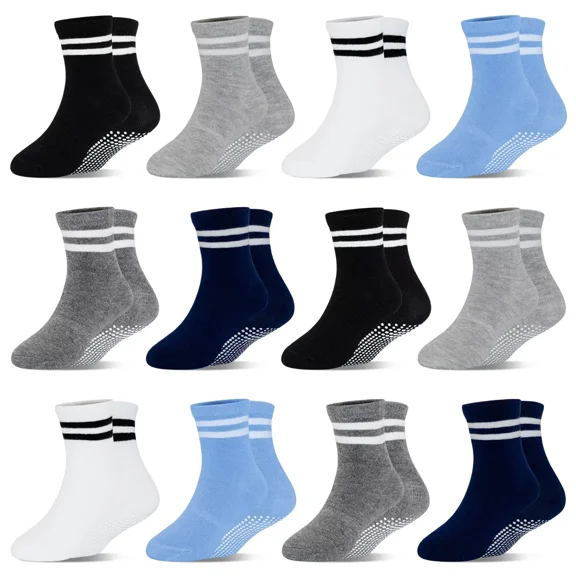 Toddler Socks Baby Socks with Grips Non-Slip Kids Socks For 6-12 Month 1-7 Years Boys/Girls