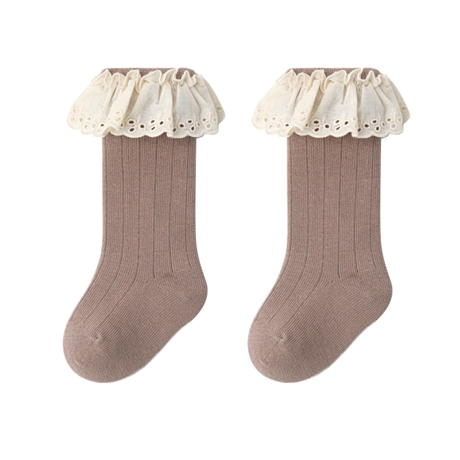 Toddler Socks Girls Baby Boy Girls Toddlers Indoor Solid Slipper Shoes Antislip Socks Booties First Lace Ruffle Socks Khaki,1-3 Years