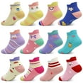 thumbnail image 1 of Toddler Socks Girls, Non Slip 12 Pairs Kids Ankle Socks with Grippers for 1-7 Years Children(02 Girls,5-7 Years), 1 of 1