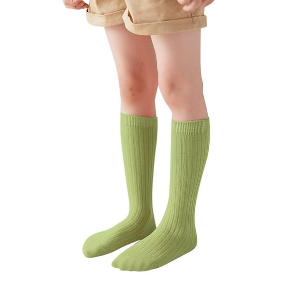 Toddler Socks - Kids Cotton Crew Socks Unisex Solid Colors Casual Comfort Fit For Everyday Dress Wear - Kids Socks,Color:Green,Size:1-12 Years