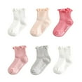 thumbnail image 1 of Toddler Socks Non Slip Soft Breathable Toddler Ankle Socks Cute Lace Trim Crew Socks for 0-7Y Girls/Boys 3 Pairs Pack,Pink Size L, 1 of 4