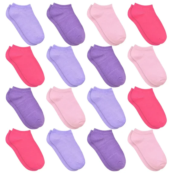 Toddler Socks Running Trainer Ankle Athletic Socks - Girls Boys Low Cut Socks Multi Solid Color 16 Pairs 1-13 Years Sports Socks for Baby Children