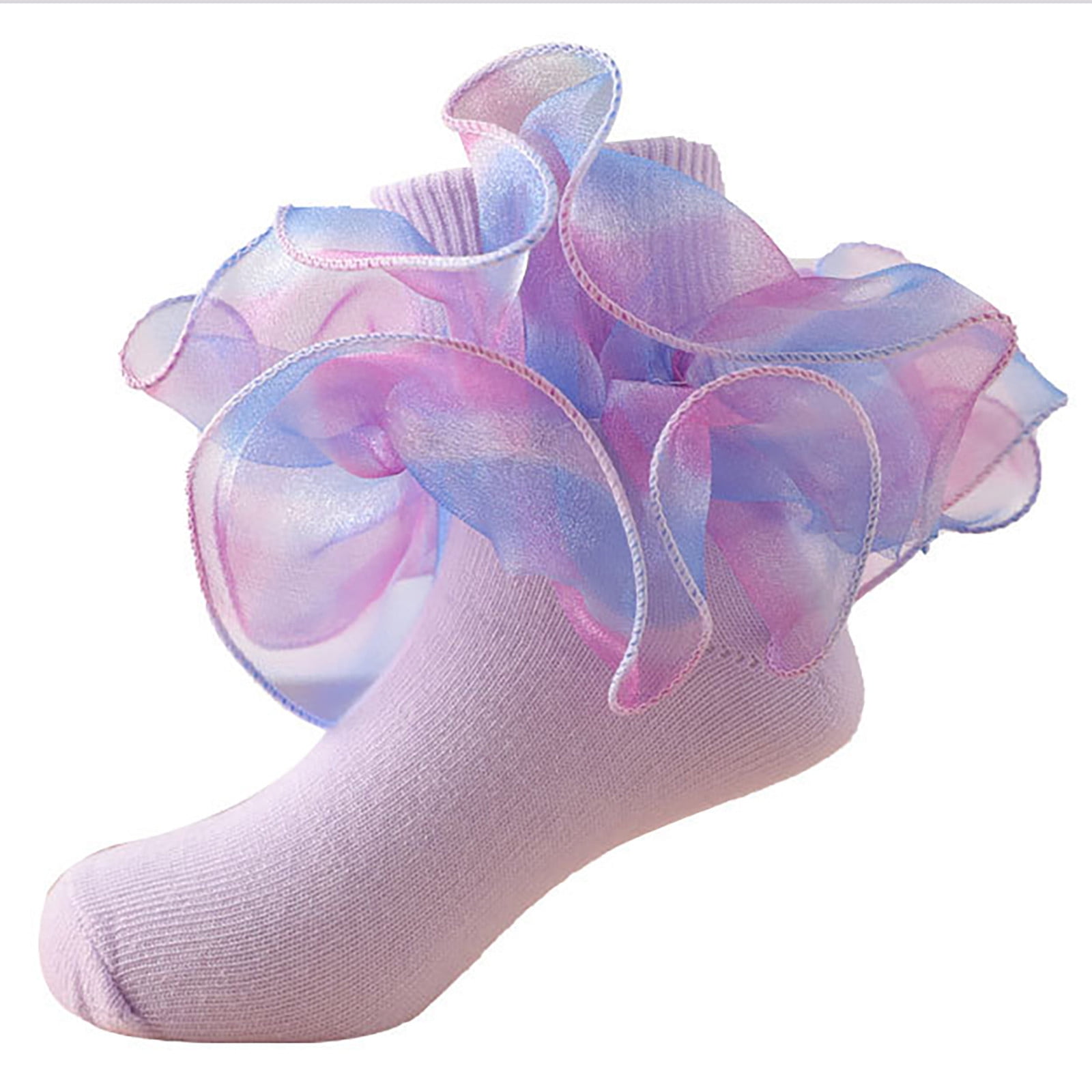 Toddler Socks White Floor Lace With Ripple Cuffs And Ruffle Comfort And