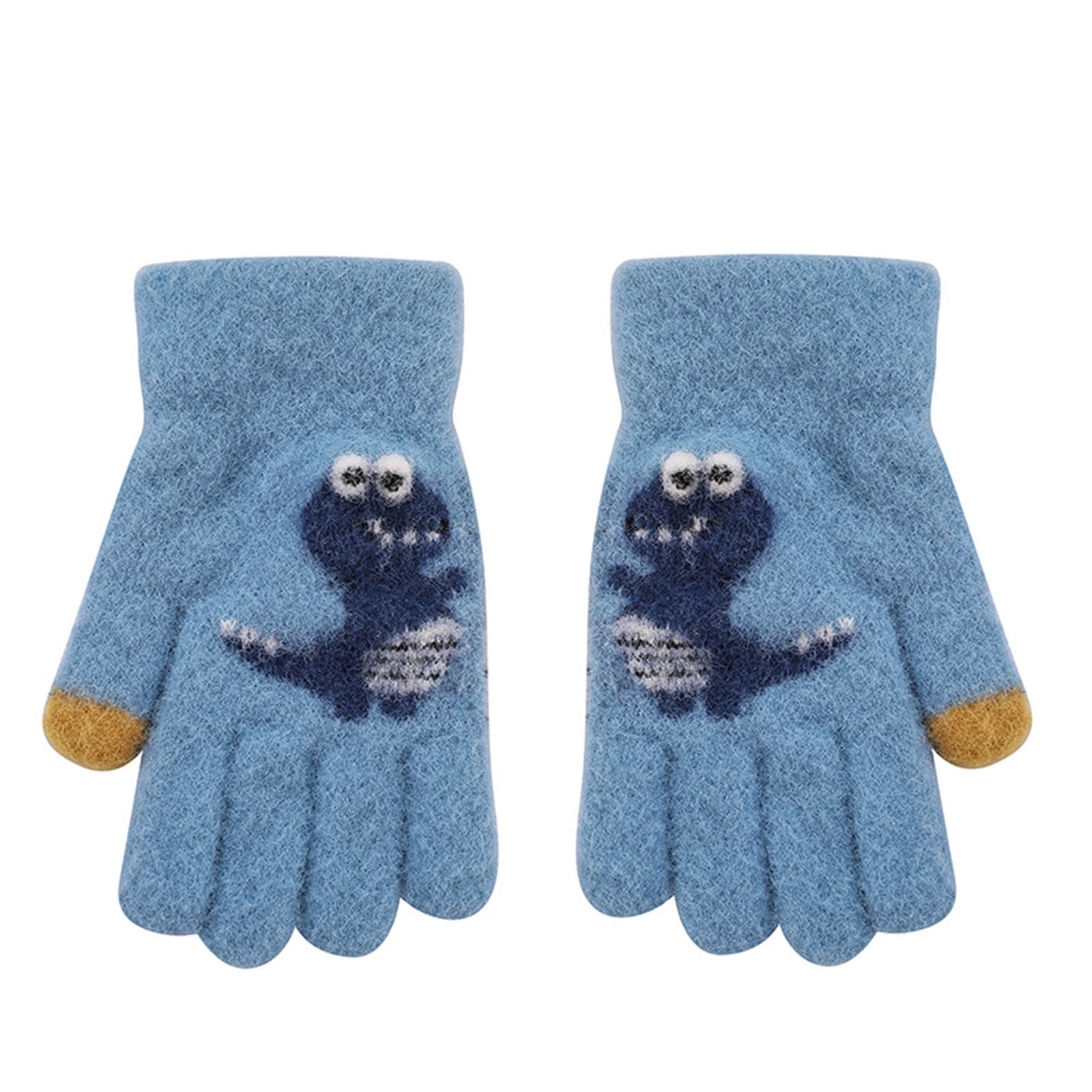 Toddler Soft Cartoon Dinosaur Gloves Kids Baby Boys Girls Winter Warm Knit Fingerless Mitten