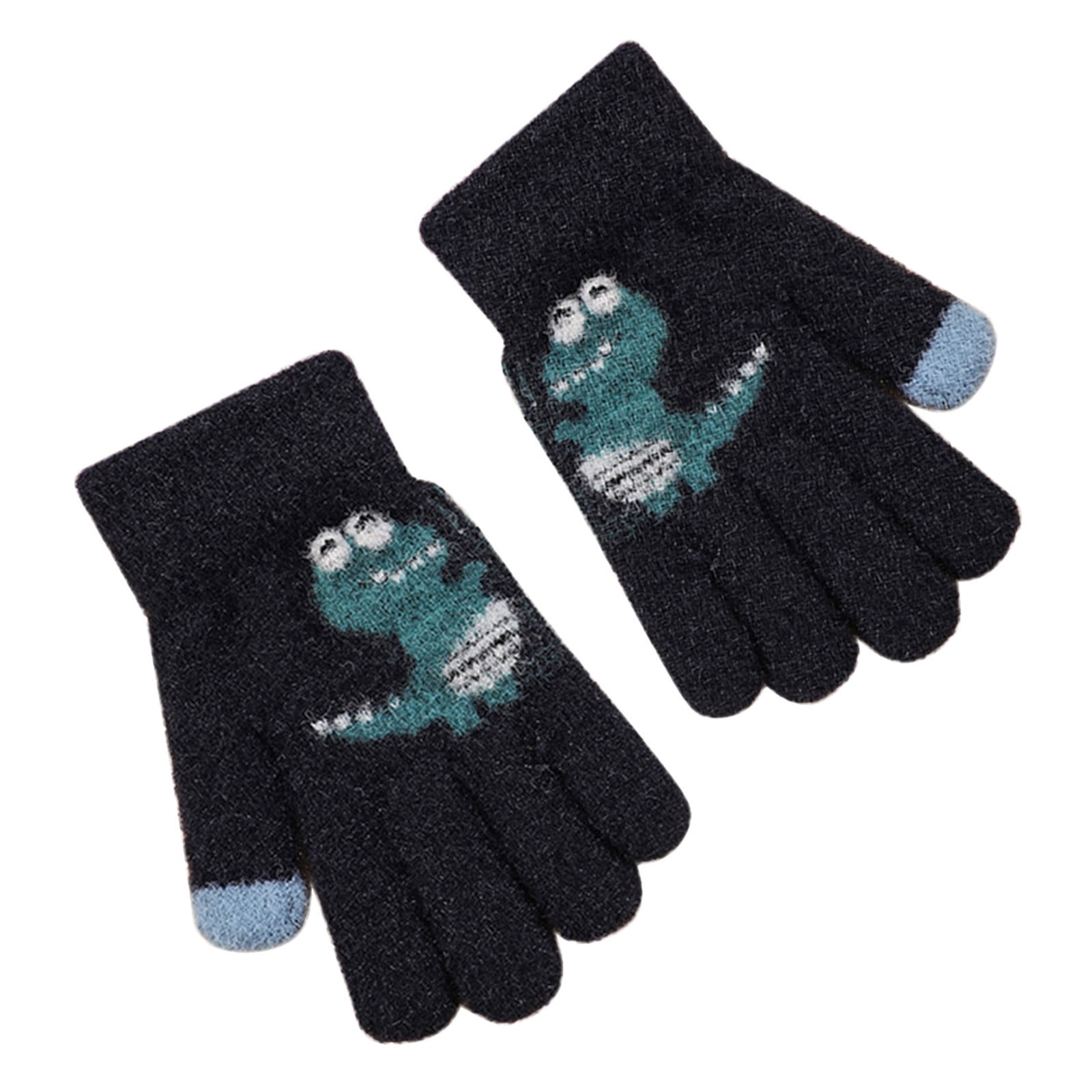 Toddler Soft Cartoon Dinosaur Gloves Kids Baby Boys Girls Winter Warm Knit Fingerless Mitten