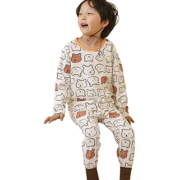 Toddler Soft Cozy Girls Thermal Underwear Long Sleeve Top Pants Set Kids Outfits