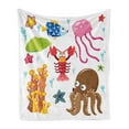 thumbnail image 1 of Toddler Soft Flannel Fleece Throw Blanket, Under the Sea Wildlife Theme Funny Creatures in Cartoon Style Fun Ocean Aquarium, Cozy Plush for Indoor and Outdoor Use, 50" x 60", Multicolor, by Ambesonne, 1 of 5