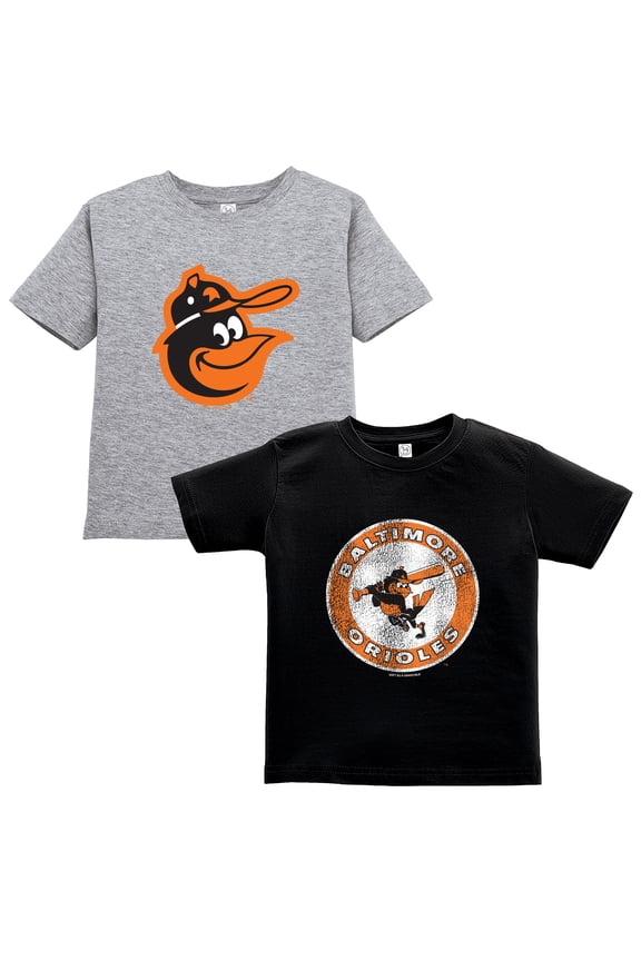 Toddler Soft as a Grape Black/Gray Baltimore Orioles Cooperstown Collection Two-Pack T-Shirt Set