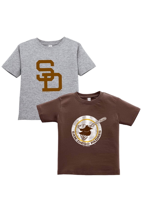 Toddler Soft as a Grape Brown/Gray San Diego Padres Cooperstown Collection Two-Pack T-Shirt Set