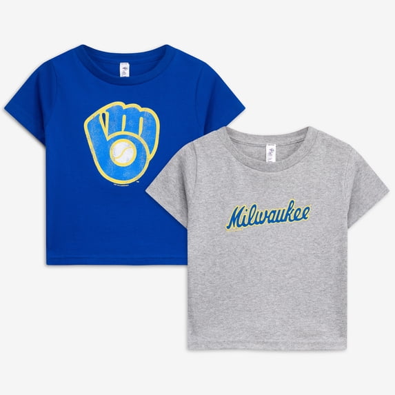 Toddler Soft as a Grape Heather Gray/Heather Gray Milwaukee Brewers Cooperstown Collection Two-Pack T-Shirt Set