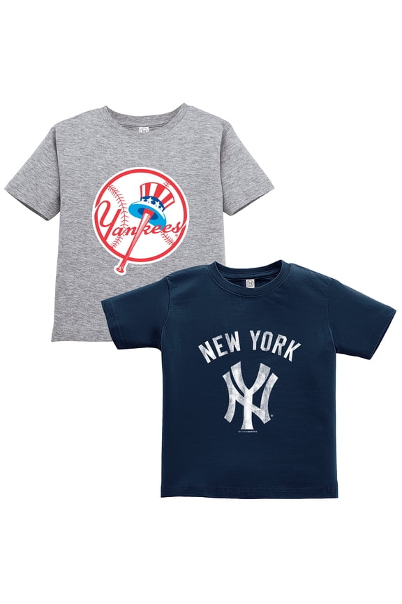 Toddler Soft as a Grape Navy/Gray New York Yankees Cooperstown Collection Two-Pack T-Shirt Set