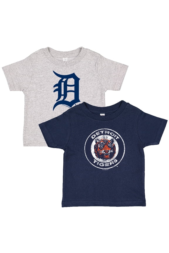 Toddler Soft as a Grape Navy/Heather Gray Detroit Tigers Cooperstown Collection Two-Pack T-Shirt Set