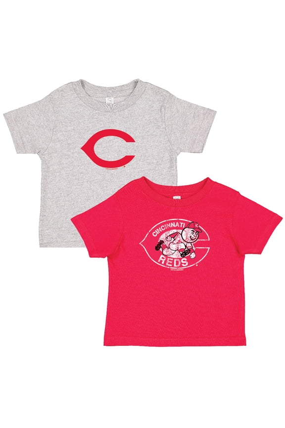 Toddler Soft as a Grape Red/Heather Gray Cincinnati Reds Cooperstown Collection Two-Pack T-Shirt Set