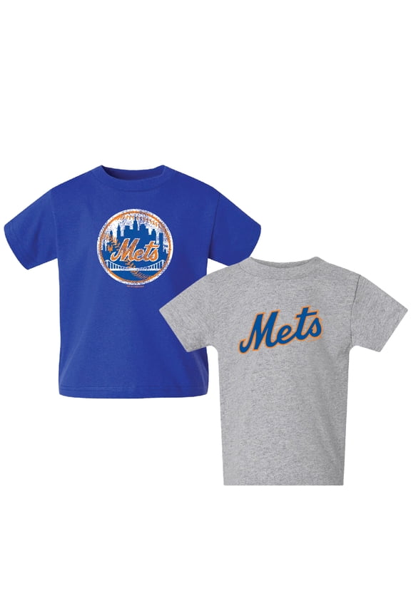 Toddler Soft as a Grape Royal/Heather Gray New York Mets Cooperstown Collection Two-Pack T-Shirt Set
