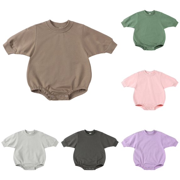 Toddler Soild Outfits Girls Boys Sweatshirt Tops Romper Cute Clothes Boys Size 24 Months Clothes 12-18 Months