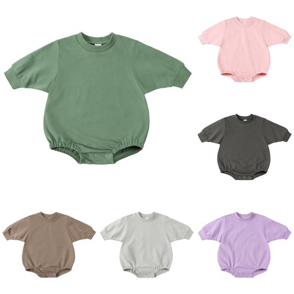 Toddler Soild Outfits Girls Boys Sweatshirt Tops Romper Cute Clothes Boys Size 24 Months Clothes 6-9 Months