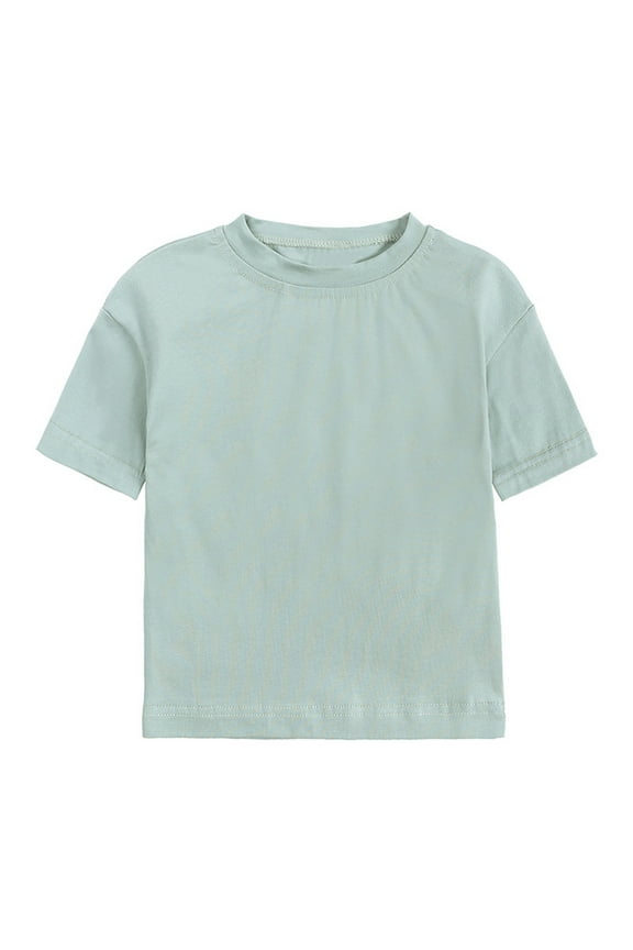 Toddler Solid Color Short Sleeve T-Shirts for Boys Girls Basic Tee Tops Baby Cotton Crewneck Tee Shirt Summer Clothes