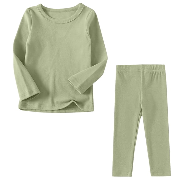 Toddler Solid Color Soft Long Sleeve Top Pants Home Wear Suit