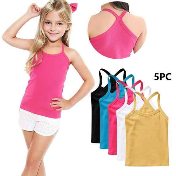 Toddler Solid Color Soft Sleeveless Camisole Top for Girls and Boys
