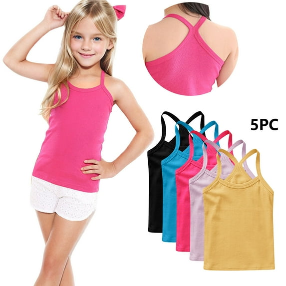 Toddler Solid Color Soft Sleeveless Camisole Top for Girls and Boys