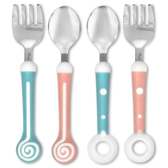 Daily Kitchen 4-Piece Dessert Flatware Set with Plastic Handles
