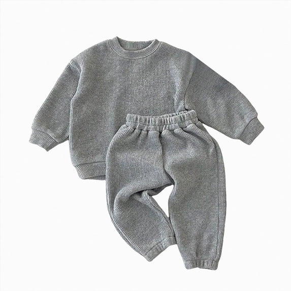 Toddler Sports Set Casual Loose Two Piece Set Sweatshirt Set Outfits Fall Winter Outfit 4-5 Years Boy Girl Light Gray Fall Winter Tops+Pants Pajamas & Dailywear Set