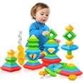 thumbnail image 1 of Toddler Stacking Building Blocks Educational Toys, Montessori Activities Learning Toys for 1 2 3+ Year Old, Sensory Toys Gifts for Toddler 1-3Y Boys & Girls, 30 Piece Set, 1 of 8