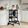 thumbnail image 1 of Toddler Standing Tower - Adjustable Height Toddler Kitchen Stool Helper - Kids Kitchen Step Stool for Learning with Removable Safety Railing Black, 1 of 16