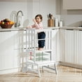 thumbnail image 1 of Toddler Standing Tower - Adjustable Height Toddler Kitchen Stool Helper - Kids Kitchen Step Stool for Learning with Removable Safety Railing White, 1 of 16