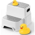 thumbnail image 1 of Toddler Step Stool for Potty Training, Bathroom Sink & Toilet - 2 Step Kids Poop Stool, Non-Slip Step Stool with Handles, Dual Height Stepping Stool for Kitchen Counter (Include 2 Ducks), 1 of 4