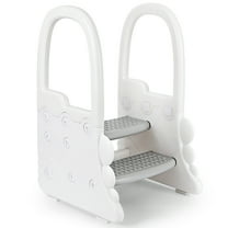 Toddler Step Stool for Bathroom Sink with Handrail，Anti-Slip 2-Step Stool for Potty Training and Kitchen Counter Access