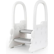 Toddler Step Stool with Handles, 2-Step Dinosaur Themed Bathroom Stool with Non-Slip Pads, Kids Potty Training Ladder &  Stool for Independence