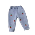 thumbnail image 1 of Toddler Straight Jeans Cute Heart Distressed Bottom Denim Pants Baby Girls Elastic Waist Pull on Jeans with Pockets, 1 of 4