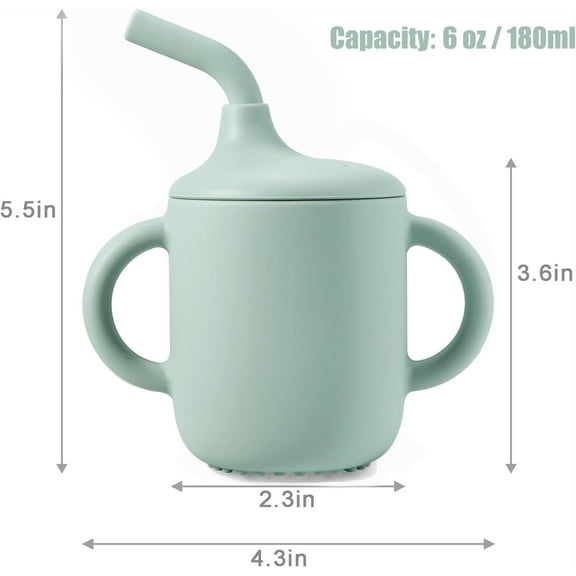 Toddler Straw Cups, 100% Tiny Silicone Drinking Training Cups for Toddlers 1-3, Cup Training with Lids Covers and Soft Grip Handle, BPA Free, Dark blue