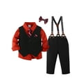thumbnail image 1 of Toddler Suit Baby Boys Clothes Formal Dress Shirt Bowtie Vest Suspender Pants Outfit 5PCS 12M-5T, 1 of 17