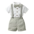 thumbnail image 1 of Toddler Suit Button down Shirt + Suspender Pants + Bowtie 3 Pieces Formal Clothes Sets First Birthday Boy Outfit for Boys 3-4 Years, 1 of 3