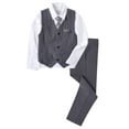 thumbnail image 1 of Toddler Suits for Boys Ring Bearer Suit Boys Suits Gray stripe Dressy Outfit Set 4Pcs Vest and Pants Suit Set for Christmas Size 7T, 1 of 4