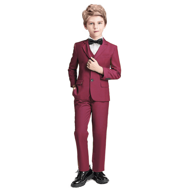 Toddler Suits for Boys Suit Boys' Ring Bearer Suits Burgundy Kids Dressy  Outfit Set Boys Dress Clothes Size 4T
