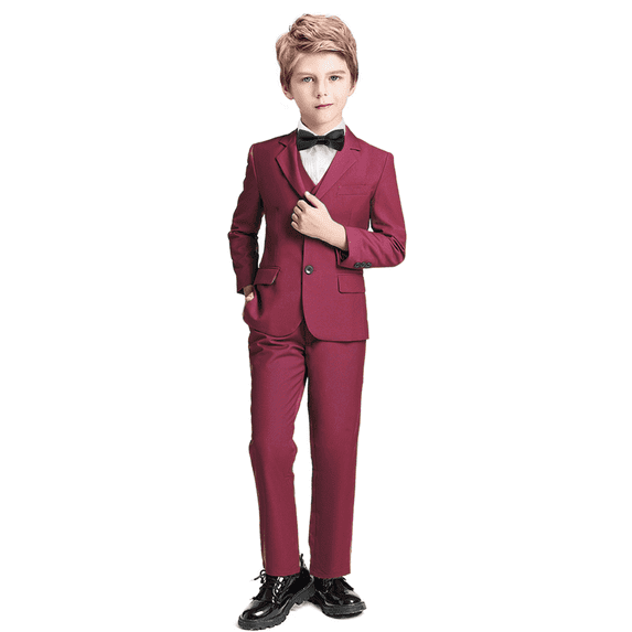 Toddler Suits for Boys Suit Boys' Ring Bearer Suits Burgundy Kids Dressy Outfit Set Boys Dress Clothes Size 5