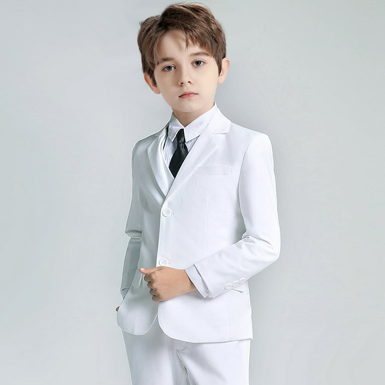 Toddler Suits for Boys Suit Boys' Ring Bearer Suits Whtie Kids Dressy  Outfit Set Boys Dress Clothes Size 7