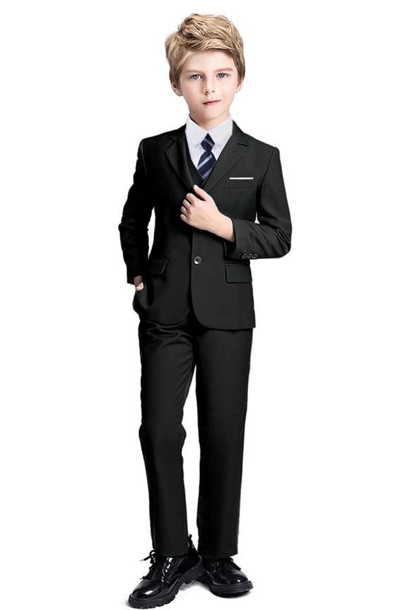 Toddler Suits for Boys Tuxedo Suit Boys' Ring Bearer Suits Black Kids Wedding Outfit Boys Dress Clothes Dress Up Size 3T