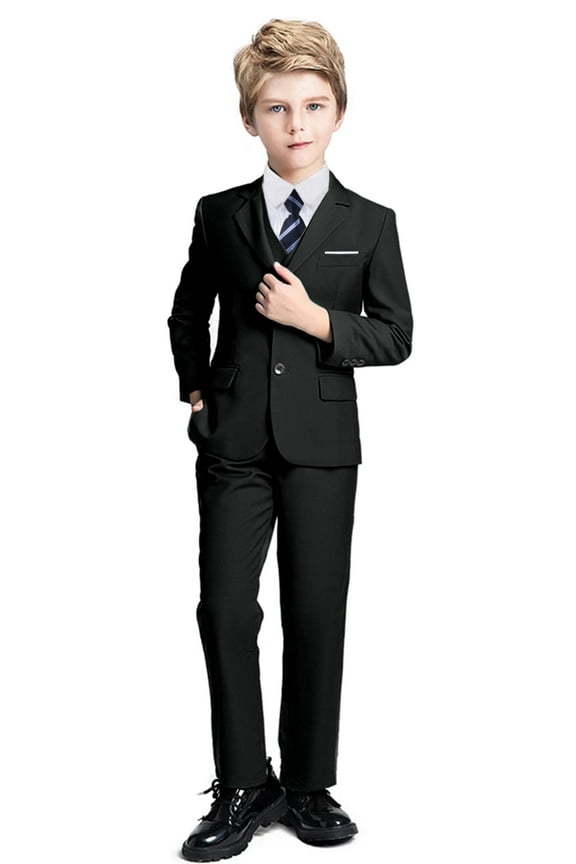 Toddler Suits for Boys Tuxedo Suit Boys' Ring Bearer Suits Black Kids Wedding Outfit Boys Dress Clothes Dress Up Size 4T